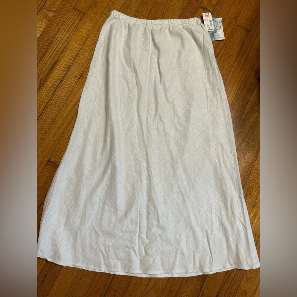 NWT SHIPS N SHORE  White Linen Midi Skirt Sz 14